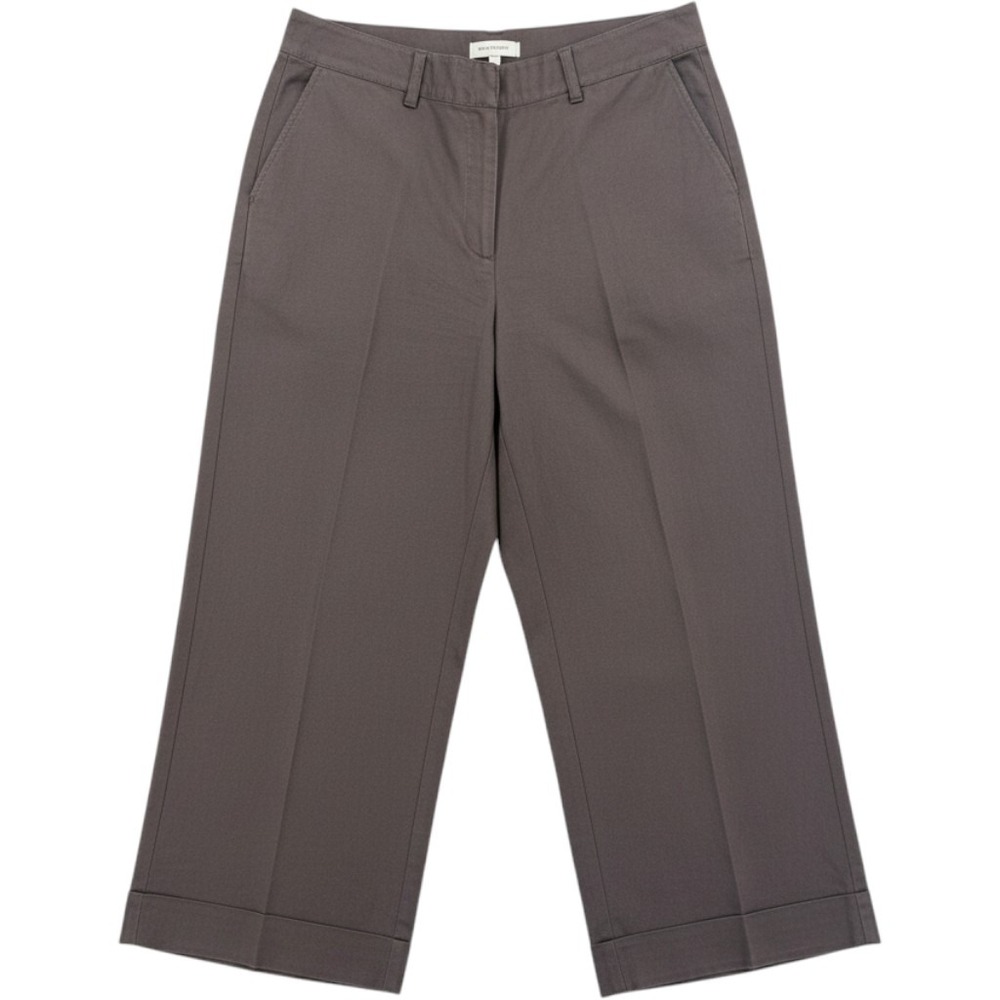 Eileen Fisher Womens Small Brown Italian Fabric Wide Leg Cuffed Crop Pants S